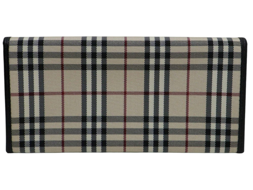 Burberry Wallet fold Flap Check Black Closure Nova Bi Long Black
